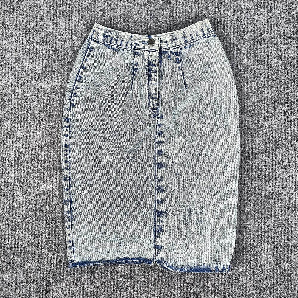 Vintage Gitano Skirt Juniors 7/8 Blue Acid Wash Denim High Rise Pencil 80s